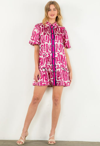 THML Button Up Print Dress