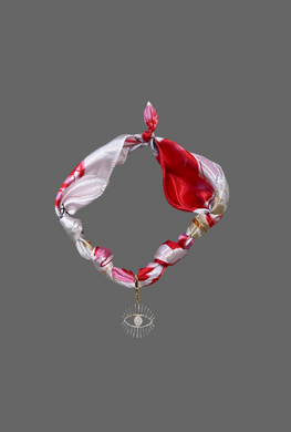Scarf Necklace with Pave Evil Eye Charm
