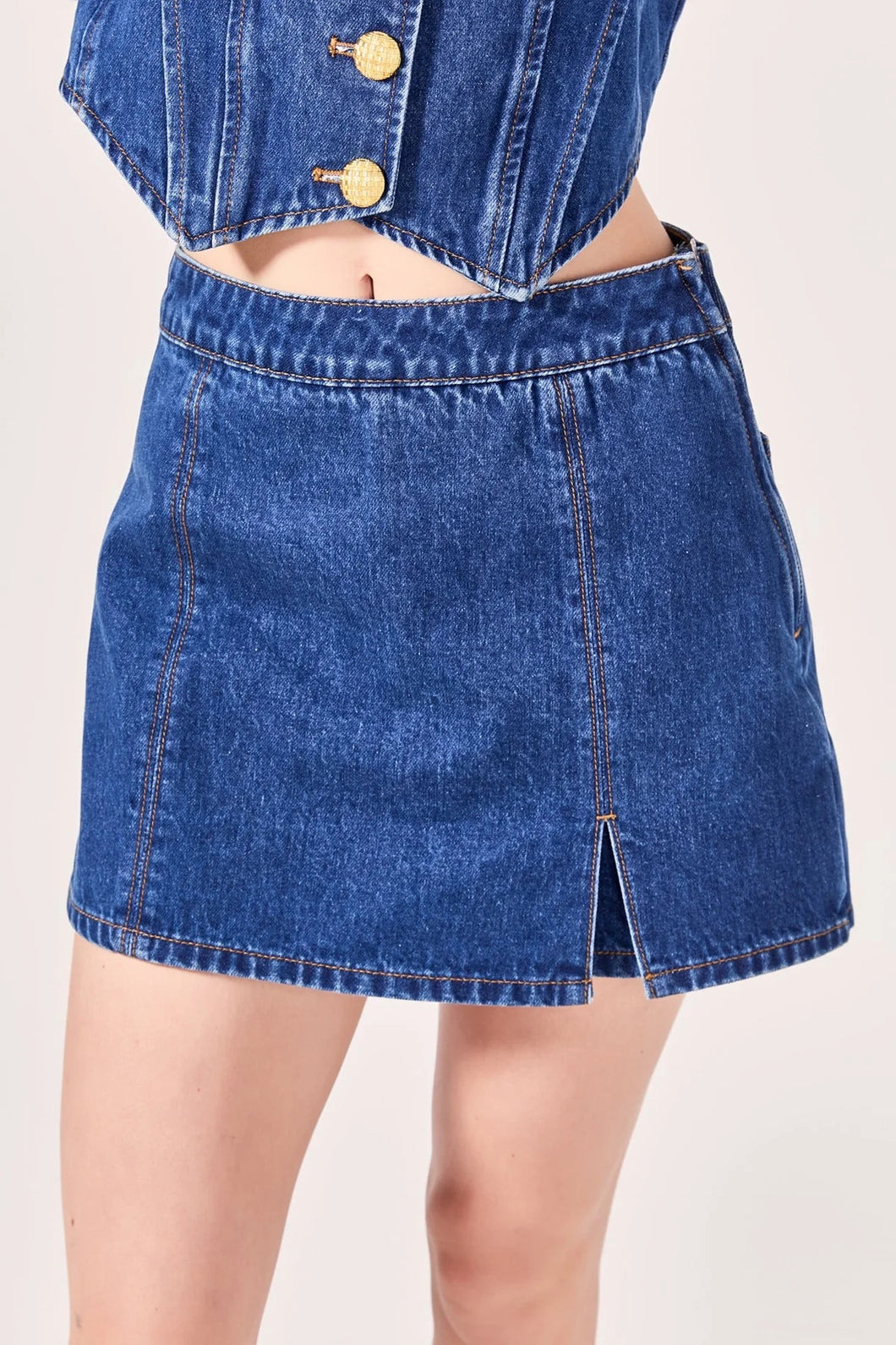 English Factory High-Waisted Denim Skort