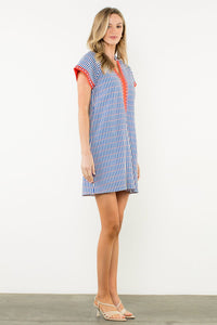 THML Contrast Trim Split Neck Dress