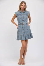 Load image into Gallery viewer, FATE Button Front Washed Denim Dress