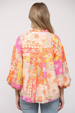 Load image into Gallery viewer, FATE - FLORAL PATCHWORK PRINT BUBBLE SLV BLOUSE FT22080