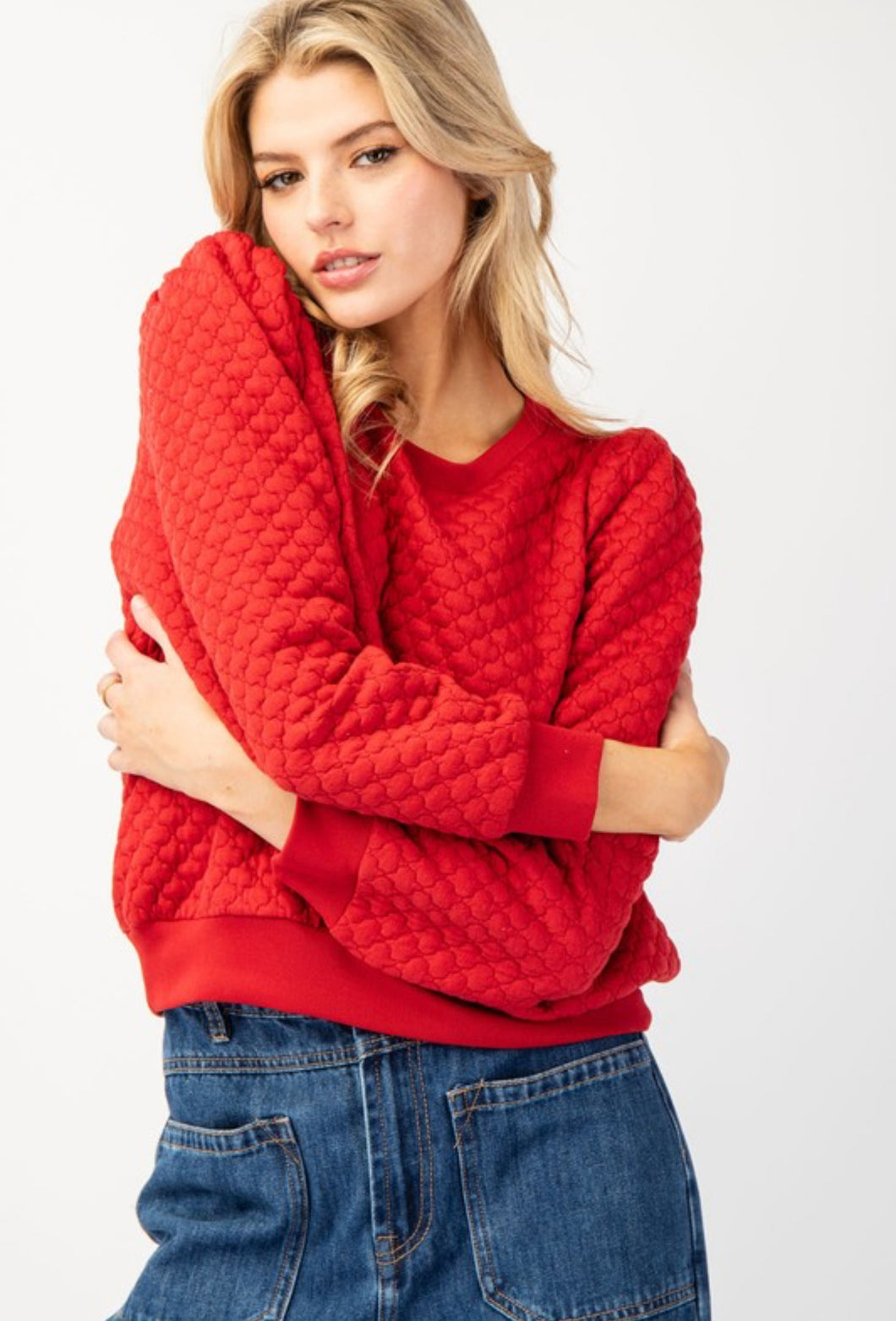 EE:SOME Textured Puff Sleeve top