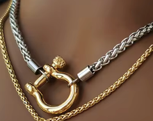 Load image into Gallery viewer, HoopLa Style - Carabiner horse Bit- Charm-Wheat Chain Stainless Necklace