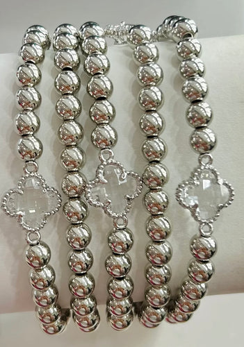 Single Stretch Silver Bead Bracelet