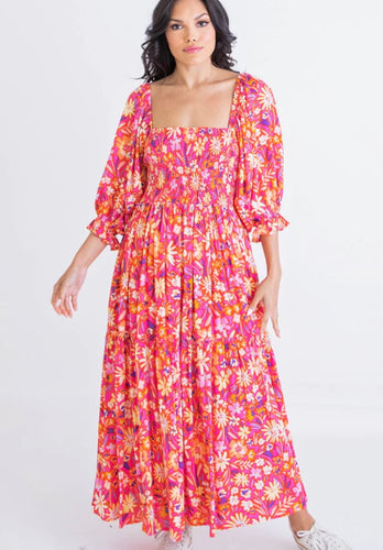 Karlie Floral Smock Maxi Dress