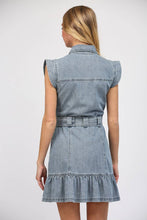 Load image into Gallery viewer, FATE Button Front Washed Denim Dress