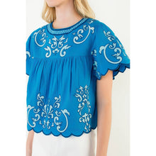 Load image into Gallery viewer, THML - Short Sleeve Embroidery Detailing Top