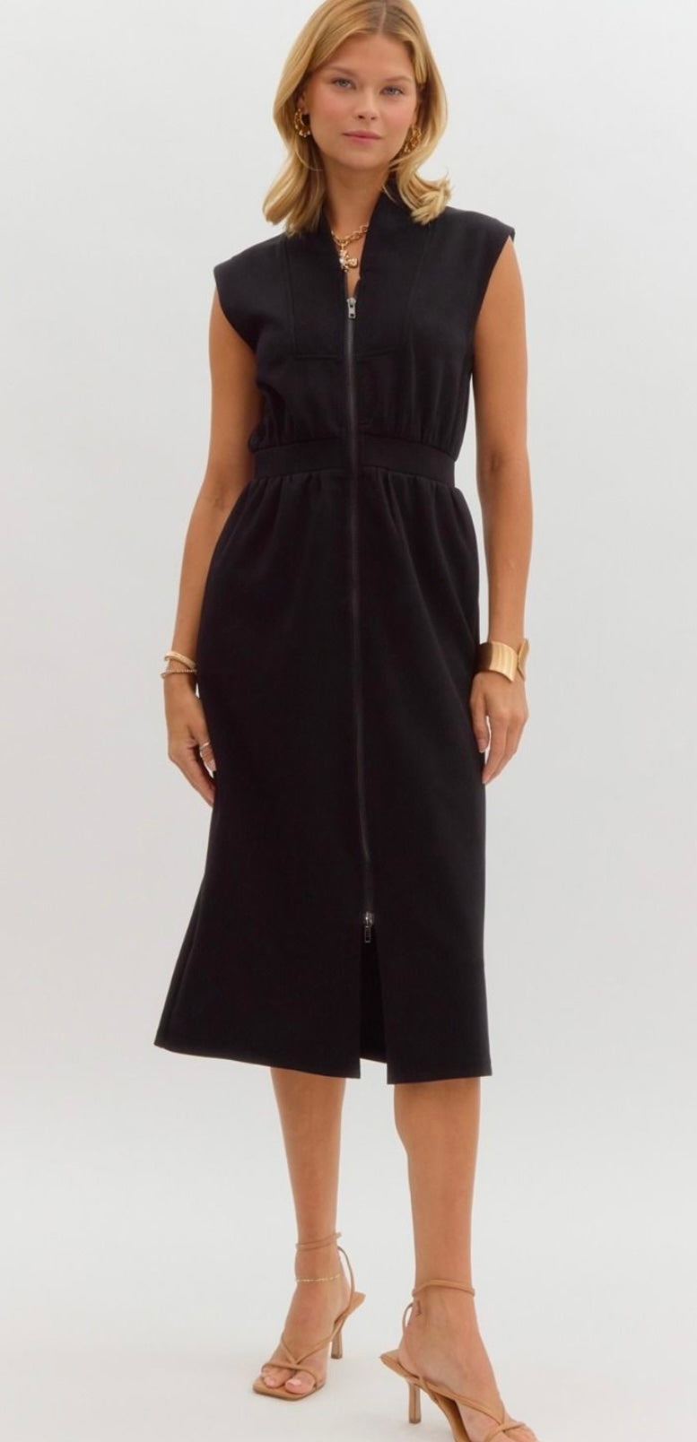 entro black dress Renna Zip Front Mini Dress Large / Black main image 1