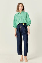 Load image into Gallery viewer, English Factory Green Stripe Balloon Sleeve Shirt
