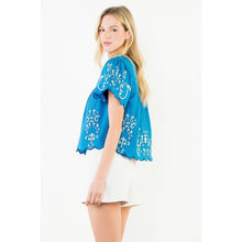 Load image into Gallery viewer, THML - Short Sleeve Embroidery Detailing Top