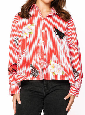 QOS Queen of Sparkles Licensed Arkansas Mini Icon Stripped Button Down