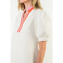 Load image into Gallery viewer, THML - Puff Sleeve Textured V-Neck Top