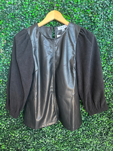 THML Corduroy Sleeve Leather Top