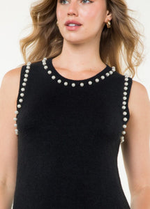 THML Sleeveless Knit Top with Pearls