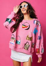 Load image into Gallery viewer, QOS Queen of Sparkles Pink Queen of Purses Sweatshirt