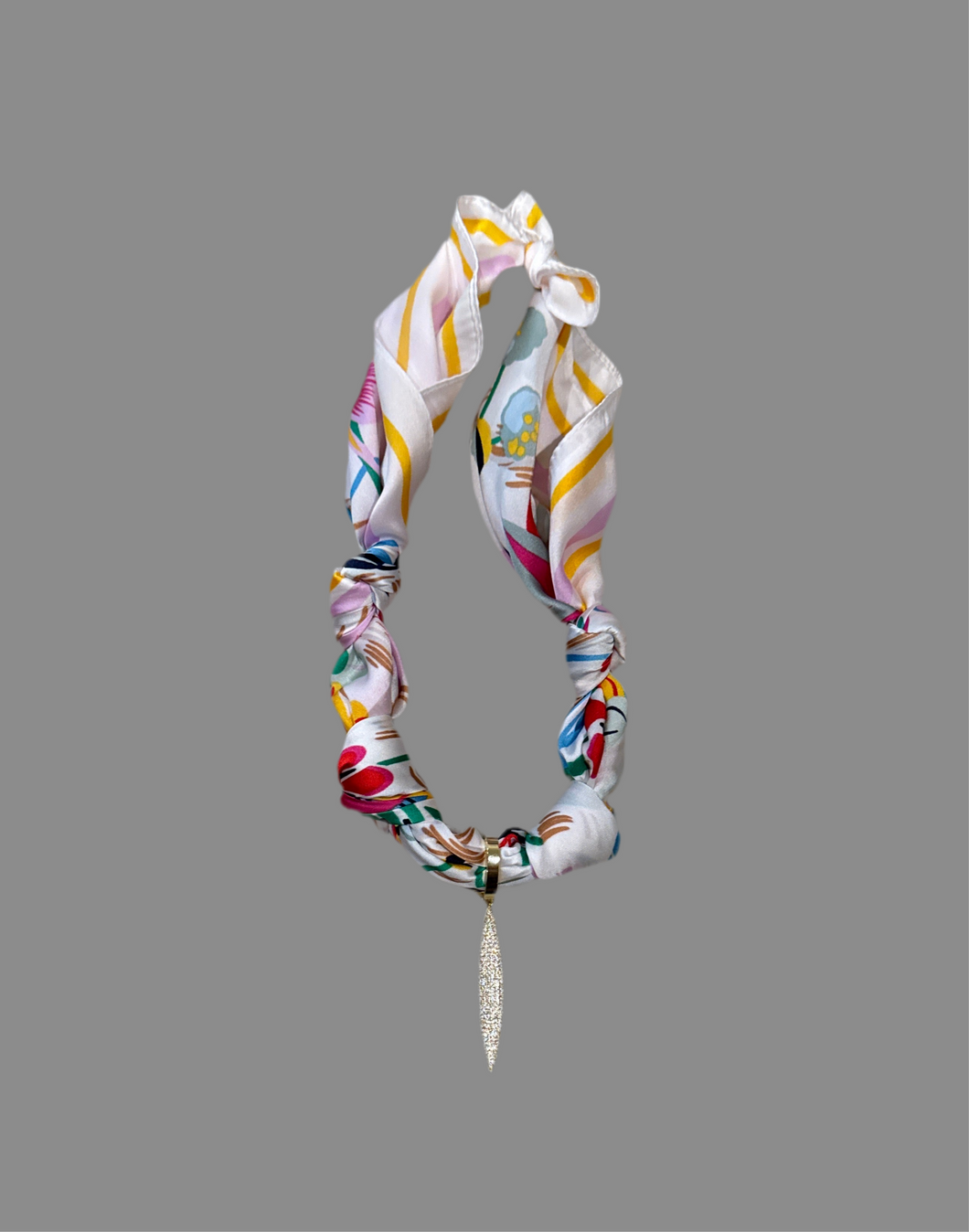 Scarf Necklace with Pave Charm