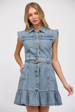 Load image into Gallery viewer, FATE Button Front Washed Denim Dress