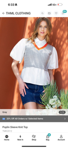 THML Poplin Sleeve Knit Top