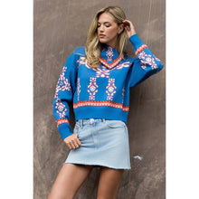 Load image into Gallery viewer, THML - Scarf Neck Print Long Sleeve Sweater