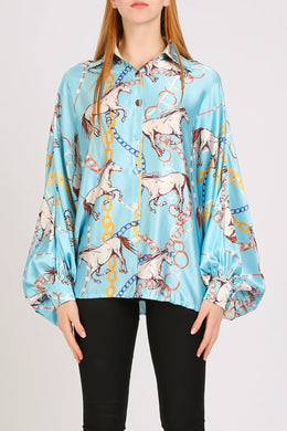 Beulah Style -  Horse Print Blouse
