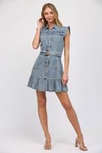 Load image into Gallery viewer, FATE Button Front Washed Denim Dress