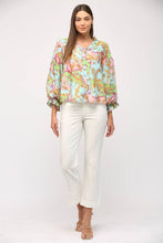 Load image into Gallery viewer, FATE Chain Print Tencel Blend Bubble Sleeve Blouse