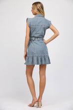 Load image into Gallery viewer, FATE Button Front Washed Denim Dress