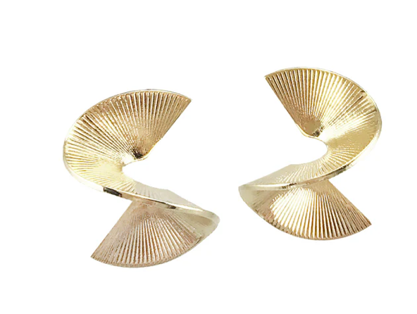 HoopLa Style - Spiralling Out- Sunray Drop 14K Gold Steel Earring