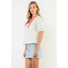 Load image into Gallery viewer, THML - Puff Sleeve Textured V-Neck Top