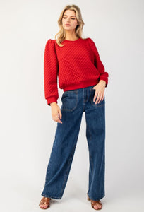 EE:SOME Textured Puff Sleeve top