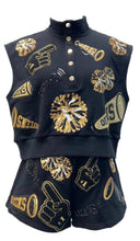 Load image into Gallery viewer, Queen of Sparkles Black &amp; Gold Cheers Icon Tank