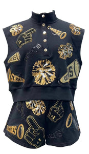 Queen of Sparkles Black & Gold Cheers Icon Tank