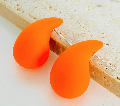 Orange Tear Drop Earrings