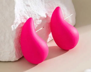 Hot Pink Tear Drop Earrings