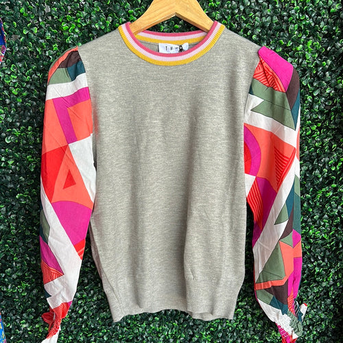THML Mixed Media Long Sleeve Knit Top
