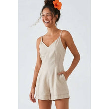 Load image into Gallery viewer, Naked Zebra - Sleeveless Linen Romper With Contrast Stitching