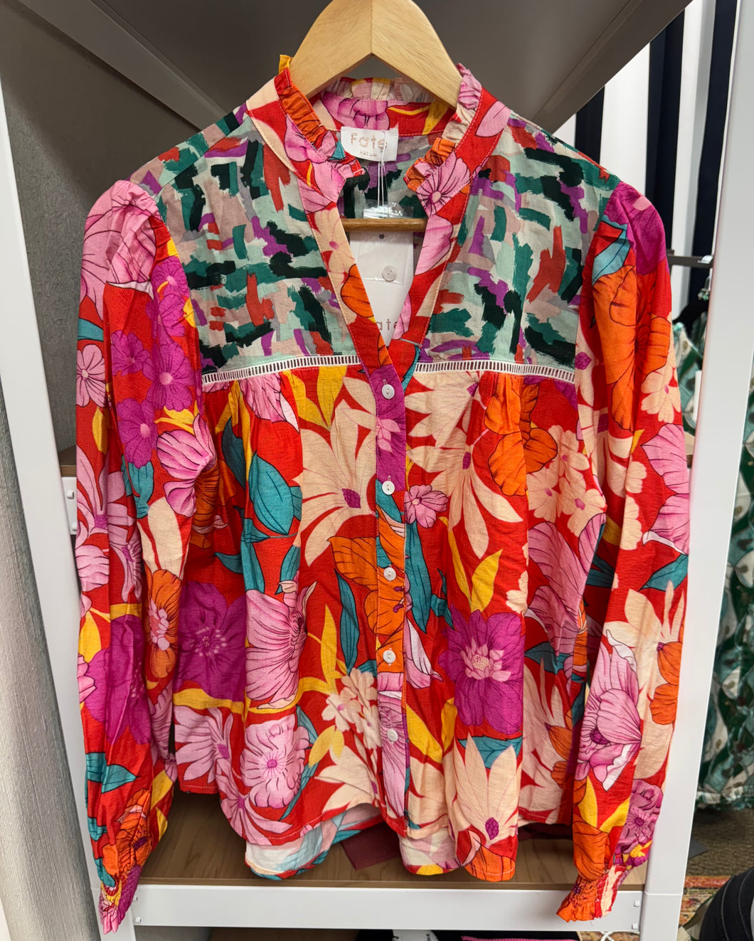 Fate Red Multi Blouse