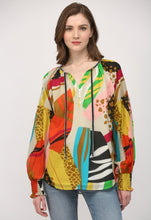 Load image into Gallery viewer, Fate Cotton Half Button  Printed Tie Blouse