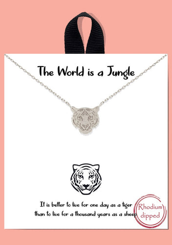 Tiger Head Silver Necklace