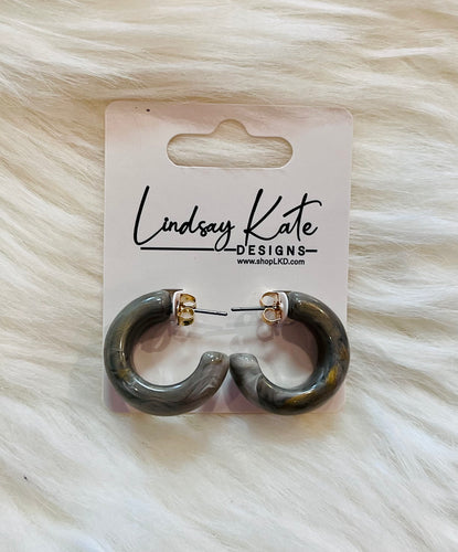 Grey Hoop Earrings-Small