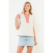 Load image into Gallery viewer, THML - Puff Sleeve Textured V-Neck Top
