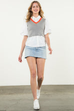 Load image into Gallery viewer, THML Poplin Sleeve Knit Top