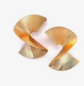 HoopLa Style - Spiralling Out- Sunray Drop 14K Gold Steel Earring