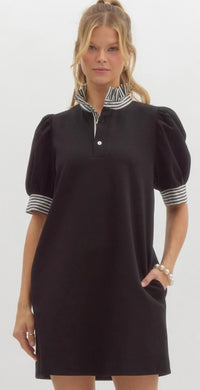 Entro Black Pullover Polo Dress