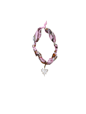 Scarf Necklace with Pearl Heart Charm