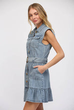 Load image into Gallery viewer, FATE Button Front Washed Denim Dress