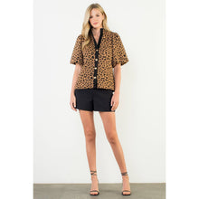 Load image into Gallery viewer, THML - Puff Sleeve Contrast Trim Cheetah Print Top