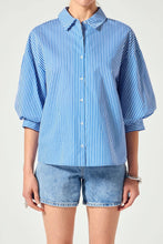 Load image into Gallery viewer, English Factory Blue Stripe Balloon Sleeve Shirt