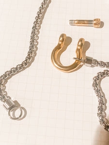 HoopLa Style - Carabiner horse Bit- Charm-Wheat Chain Stainless Necklace